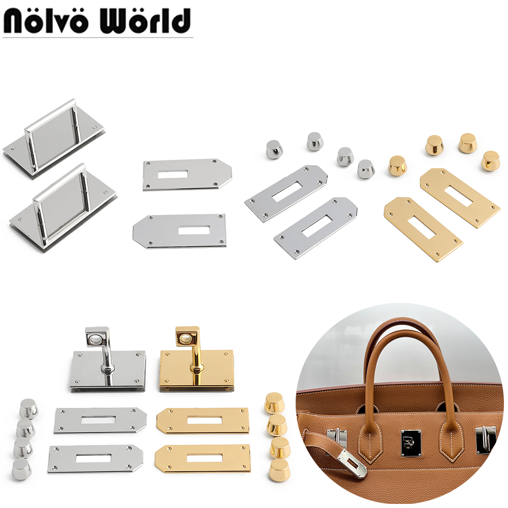 Luxury Bags Repair - 1/3/5 セットビッグサイズ高級ソリッドステンレス鋼ロックセットクラシック高級バッグ用南京錠キー付き交換アクセサリー