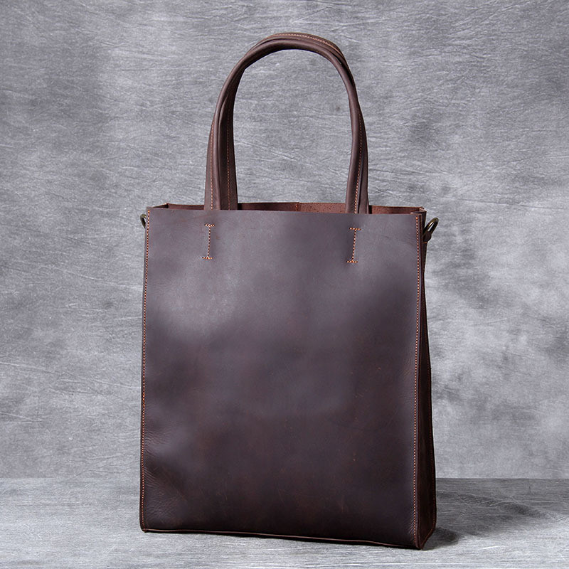 Luxury Bags That Fit Laptop - ヴィンテージ本革メンズハンドトートバッグシンプルなクレイジーホース牛革ショッピングホールドオール高級仕事ラップトップショルダーメッセンジャーバッグ