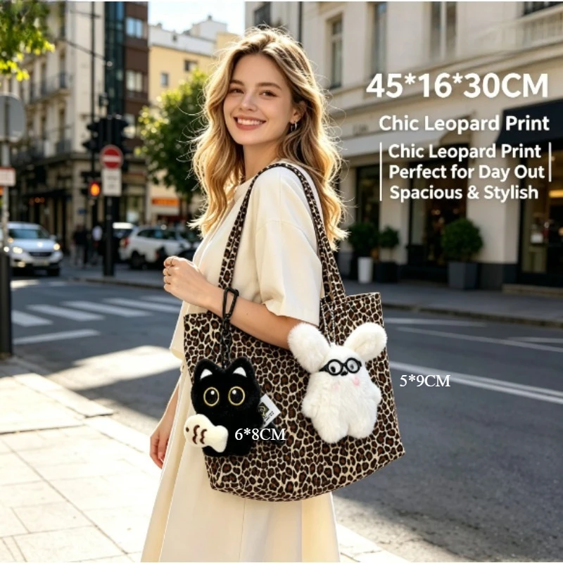 Quiet Luxury Bags Tote - 2026 レオパード柄キャンバストートバッグ ゆったりとした大容量 軽量 静かで高級感のある 多用途