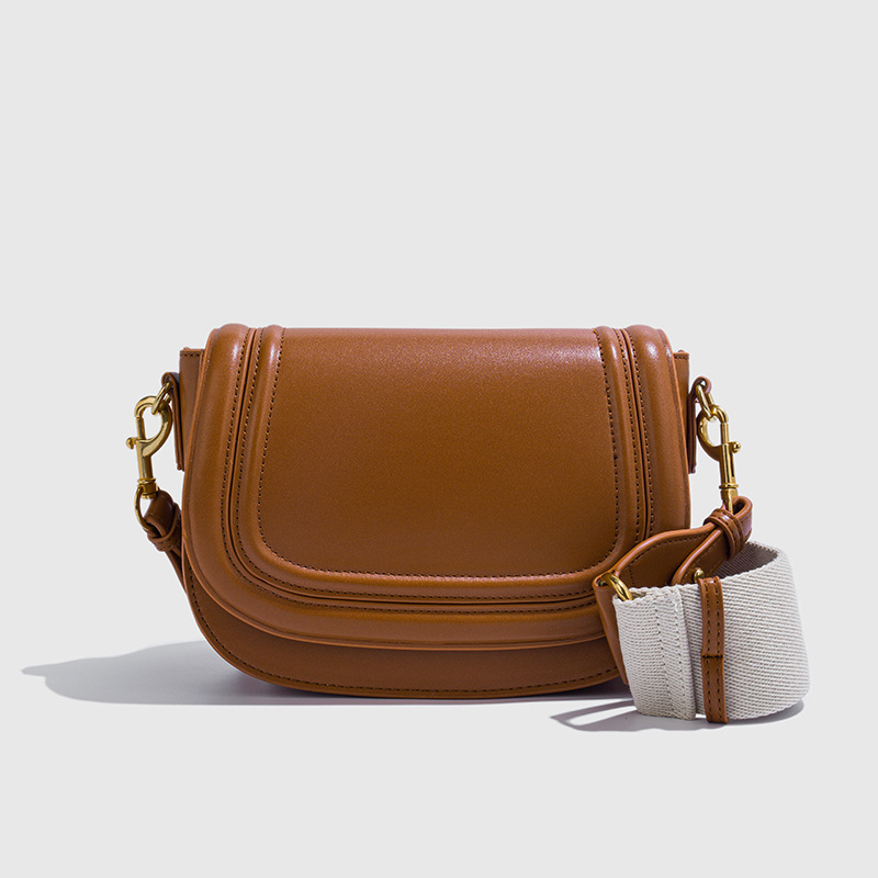 Luxury Bags That Are Vegan - ミニマリストステッチサドルクロスボディバッグ レディース ラグジュアリービーガンレザー レトロショルダーバッグ エレガント デイリー