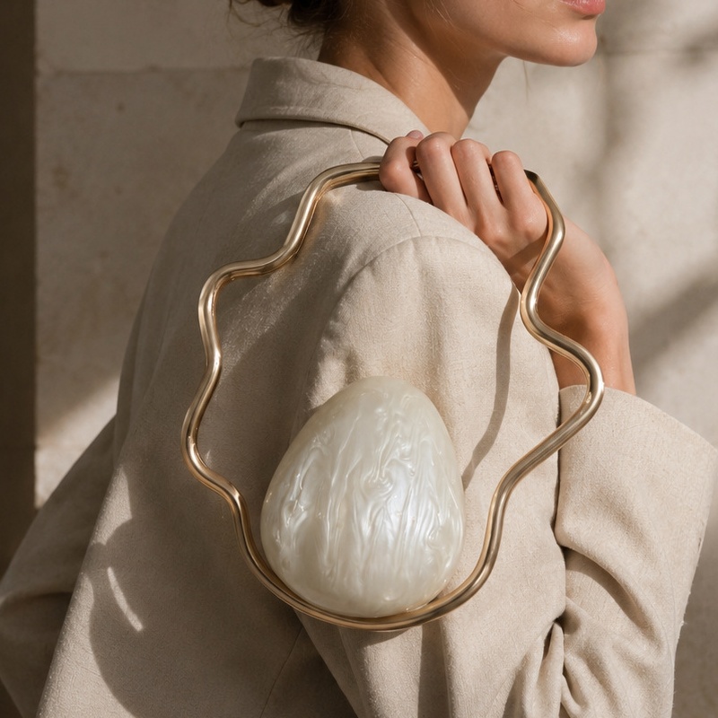 Luxury Bag Collection - 女性用ミニアクリルエッグバッグ、ゴールドフレーム付きキュートなパールイブニングクラッチバッグ、ウェディングパーティー用高級財布とハンドバッグデザイナー
