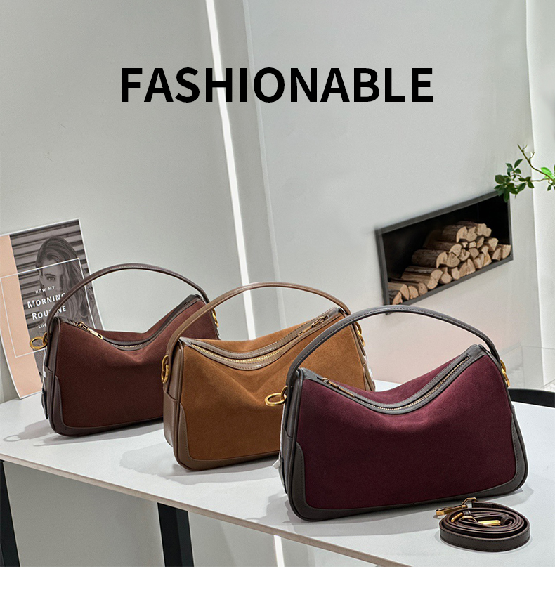 Luxury Bags On Sales - 女性の本革ハンドバッグスエードバッグショルダーバッグレトロ大容量牛クロスボディバッグハンドバッグ高級ブランドバッグ発売中