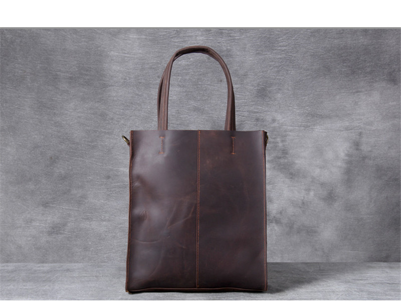 ヴィンテージ本革メンズハンドトートバッグシンプルなクレイジー - Luxury Bags That Fit Laptop のレビューと価格