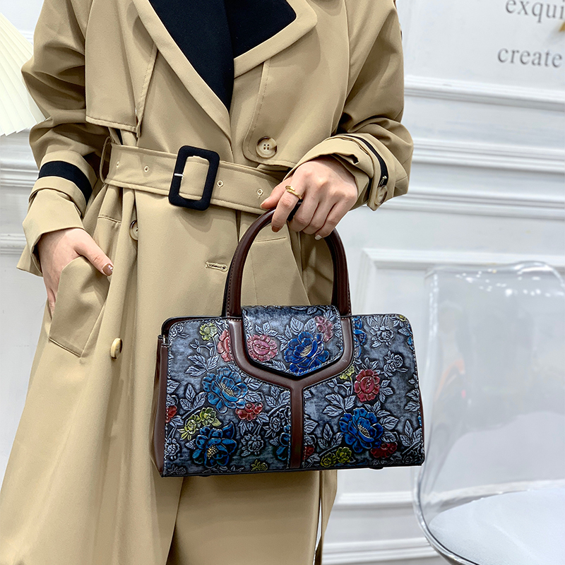 ヴィンテージ花柄エンボス加工ボストンバッグ女性高級 3D フ - Luxury Bags That Are Vegan のレビューと価格
