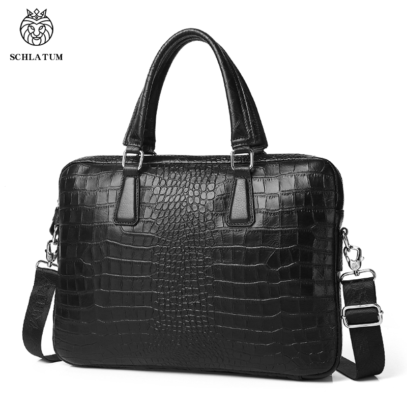 SCHLATUM 本革ワニグレインブリーフケースハード男性の - Luxury Bags That Fit Laptop のレビューと価格