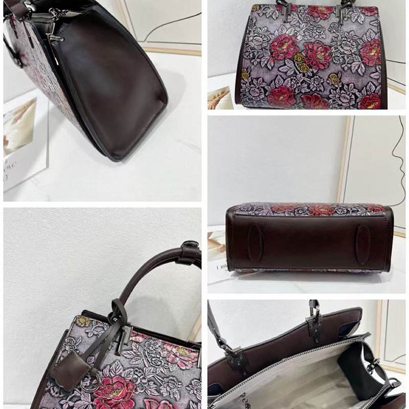 ヴィンテージ3Dエンボス加工花柄トートバッグ高級静音PUサッ - Quiet Luxury Bags Tote のレビューと価格