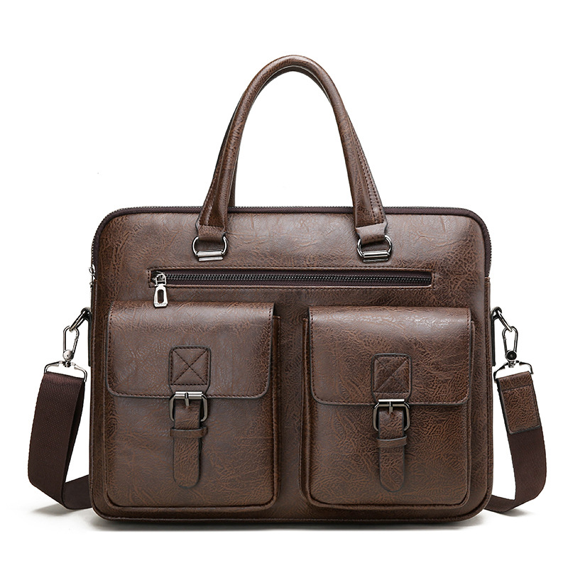 男性用PUレザービジネスブリーフケース,ショルダーバッグ,ラ - Luxury Bags That Fit Laptop のレビューと価格