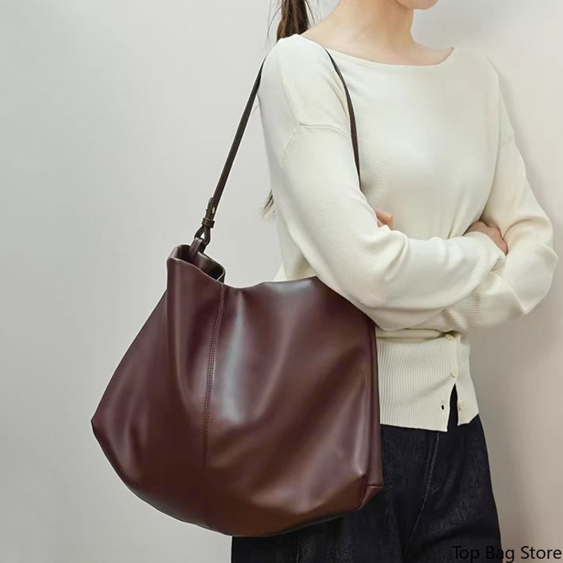 本革ショルダーバッグ レディース ゆったりとしたソフトな通勤 - Quiet Luxury Bags Tote のレビューと価格