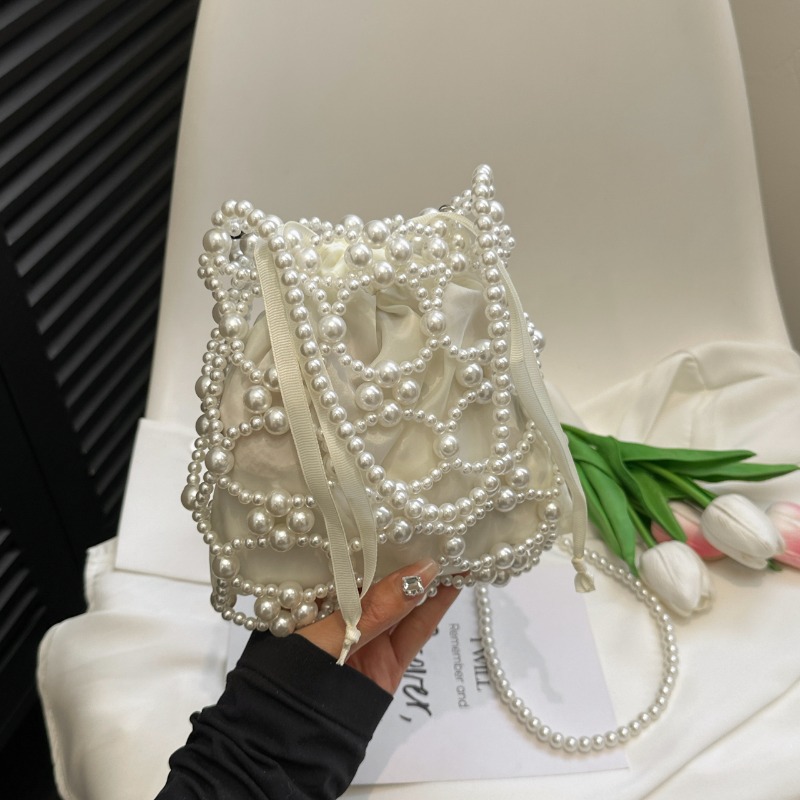 ホワイトビーズバケットショルダーとクロスボディバッグ絶妙な高 - Luxury Bags On Sales のレビューと価格