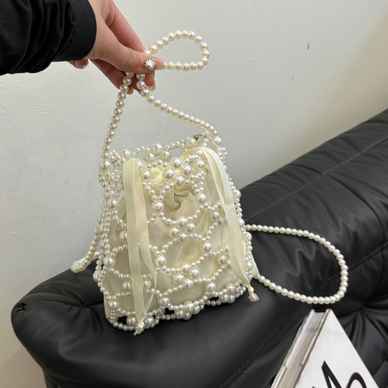 ホワイトビーズバケットショルダーとクロスボディバッグ絶妙な高 - Luxury Bags On Sales のレビューと価格