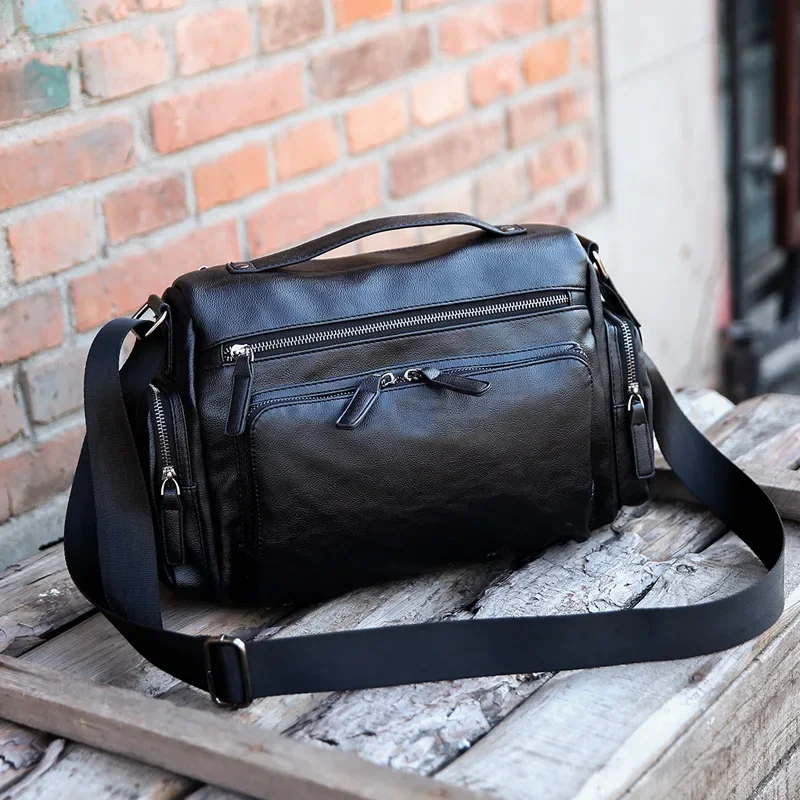 男性用レザーショルダーバッグ,クロスボディメッセンジャーバッ - Luxury Bags That Fit Laptop のレビューと価格