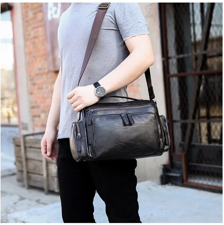 男性用レザーショルダーバッグ,クロスボディメッセンジャーバッ - Luxury Bags That Fit Laptop のレビューと価格