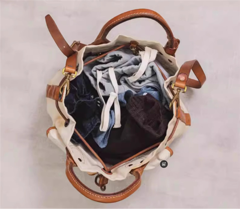 ヴィンテージデザイナー手作りキャンバス牛革大容量メンズブリー - Luxury Bags Made In China のレビューと価格