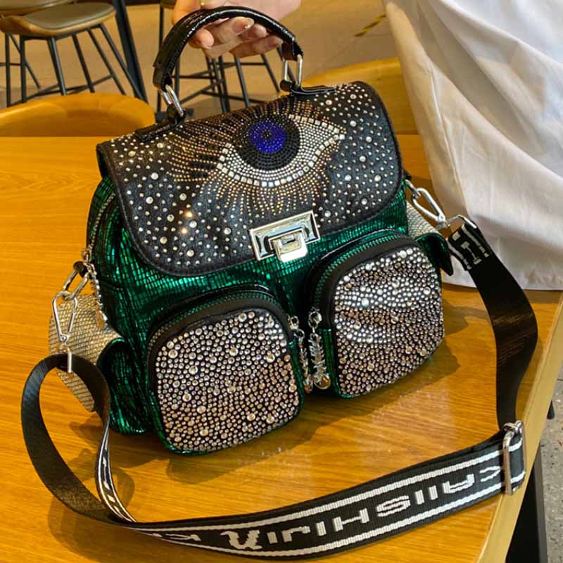 女性用バックパック,大容量ショルダーバッグ,合成皮革,ダイヤ - Luxury Bags Brands のレビューと価格