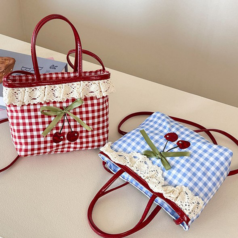 女性の新しいハンドバッグ韓国チェック柄水玉模様のリボンかわい - Luxury Bags Brands のレビューと価格