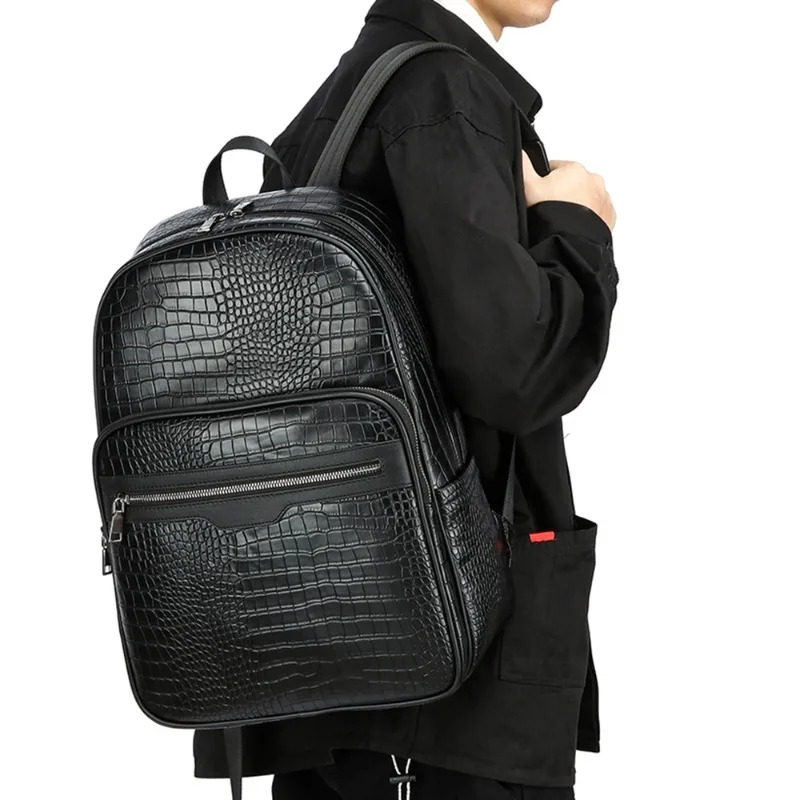 ファッションメンズバックパック高級ワニ革バックパック男性 1 - Luxury Bags That Fit Laptop のレビューと価格