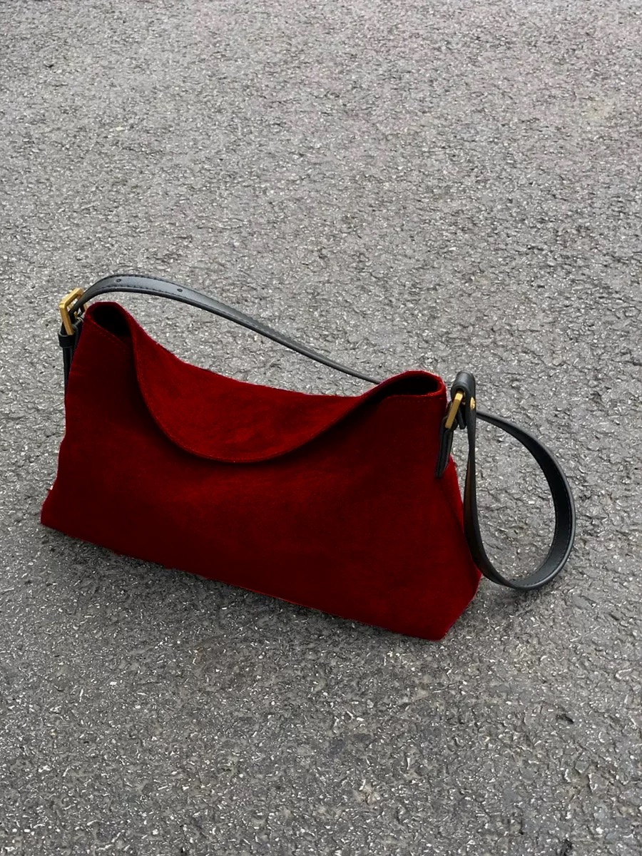 ファッションレッドスエードワンショルダーバッグ女性のためのラ - Luxury Bags For Sale のレビューと価格