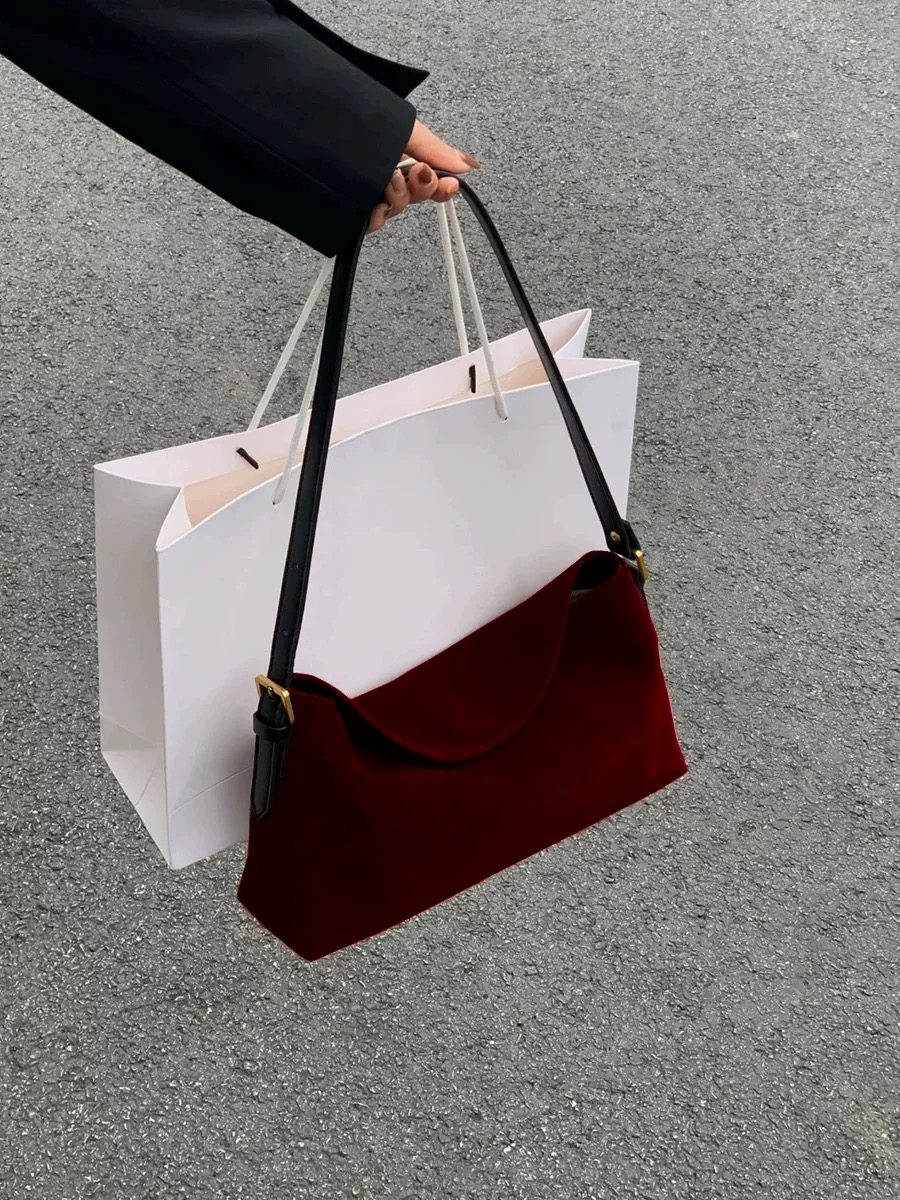 ファッションレッドスエードワンショルダーバッグ女性のためのラ - Luxury Bags For Sale のレビューと価格